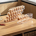 Органайзер для яєць двоярусна підставка для холодильника для зручного зберігання яєць на кухні., фото 4