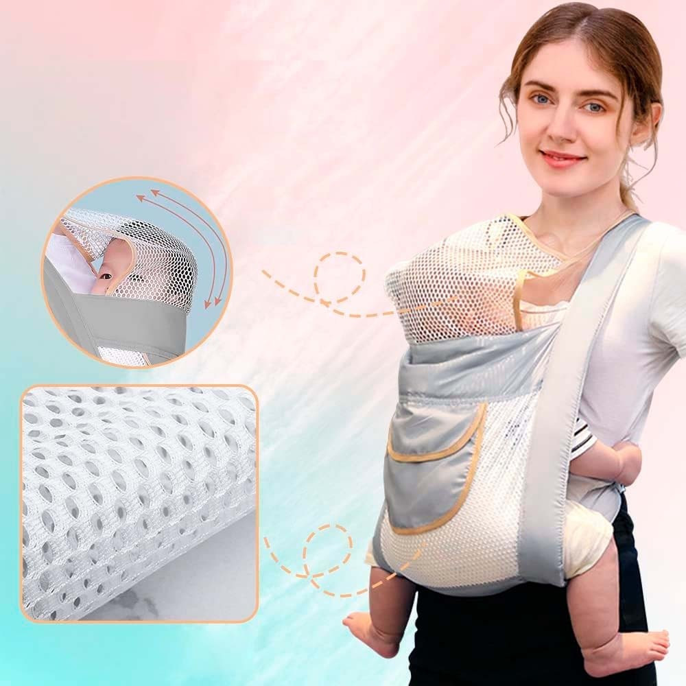 Слінг рюкзак сірий для новонароджених перенесення для комфортного носіння малюка та свободи рук, фото 1