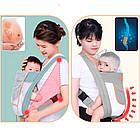 Слінг рюкзак сірий для новонароджених перенесення для комфортного носіння малюка та свободи рук, фото 7