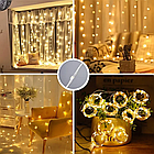 Гірлянда штора LED 200 світлодіодів USB для прикраси вікон та створення атмосфери затишку, фото 7