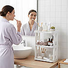 Настільна полиця триярусна органайзер для ванної та зберігання біла пластикова 38х28.5х16.5см, фото 4