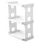 Настільна полиця триярусна органайзер для ванної та зберігання біла пластикова 38х28.5х16.5см, фото 7