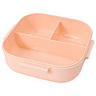 Пластиковий ланч-бокс з приладами 1300 мл рожевий для їжі на роботу, фото 6