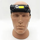 Світлодіодний налобний ліхтар 2в1 BL 211 з магнітом для туристів та рибалок з USB зарядкою 500 люменів, фото 5