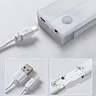 Акумуляторний світильник з датчиком руху 20см для освітлення приміщень яскраве світло на магнітах USB зарядка, фото 6