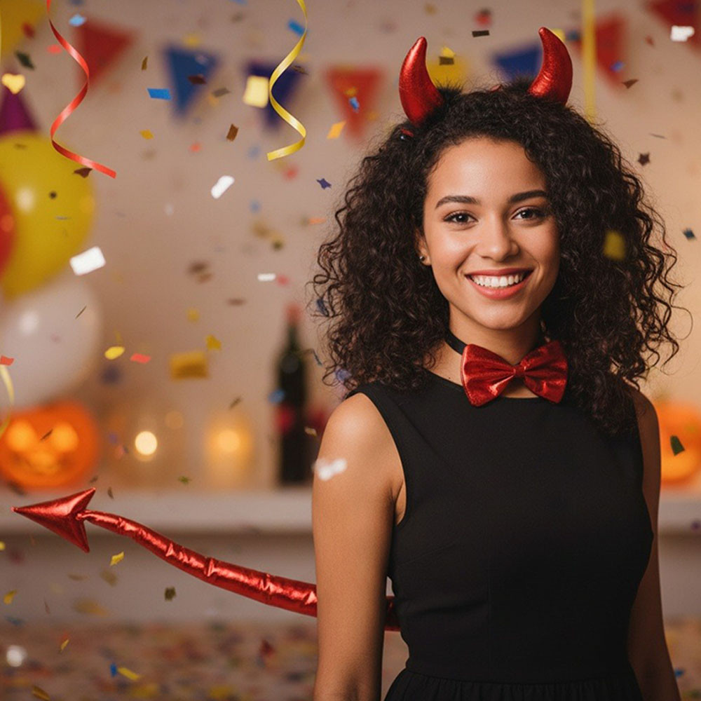 Карнавальний набір чортика ріжки хвіст метелик для Хеллоуїна унісекс з комфортним дизайном, фото 1