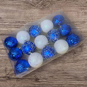 Набір іграшок на ялинку 19342 7 см 15 шт синій ID 5151371