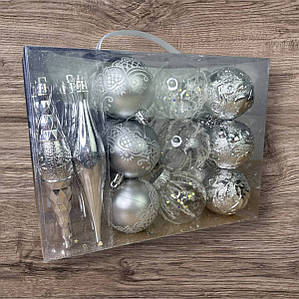 Набір іграшок на ялинку 19344 26 шт сріблястий ID 5151373