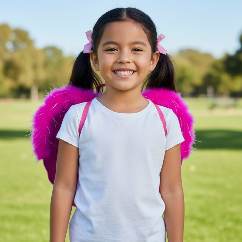 Ангелові крила темно-рожеві для дівчаток 40х35 см аксесуар для фотосесій свят і ранків, фото 1
