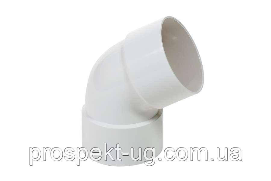 Коліно водостічної труби ПВХ дворозтрубне 75 мм біле Profil, фото 1