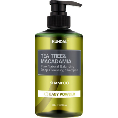 Шампунь Kundal Tea Tree & Macadamia Deep Cleansing Shampoo Baby Powder 500 мл (8809693252787)