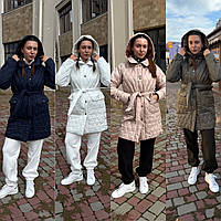 Розпродаж жіноча осіння куртка подовжена з поясом 42-44 44-48 S M