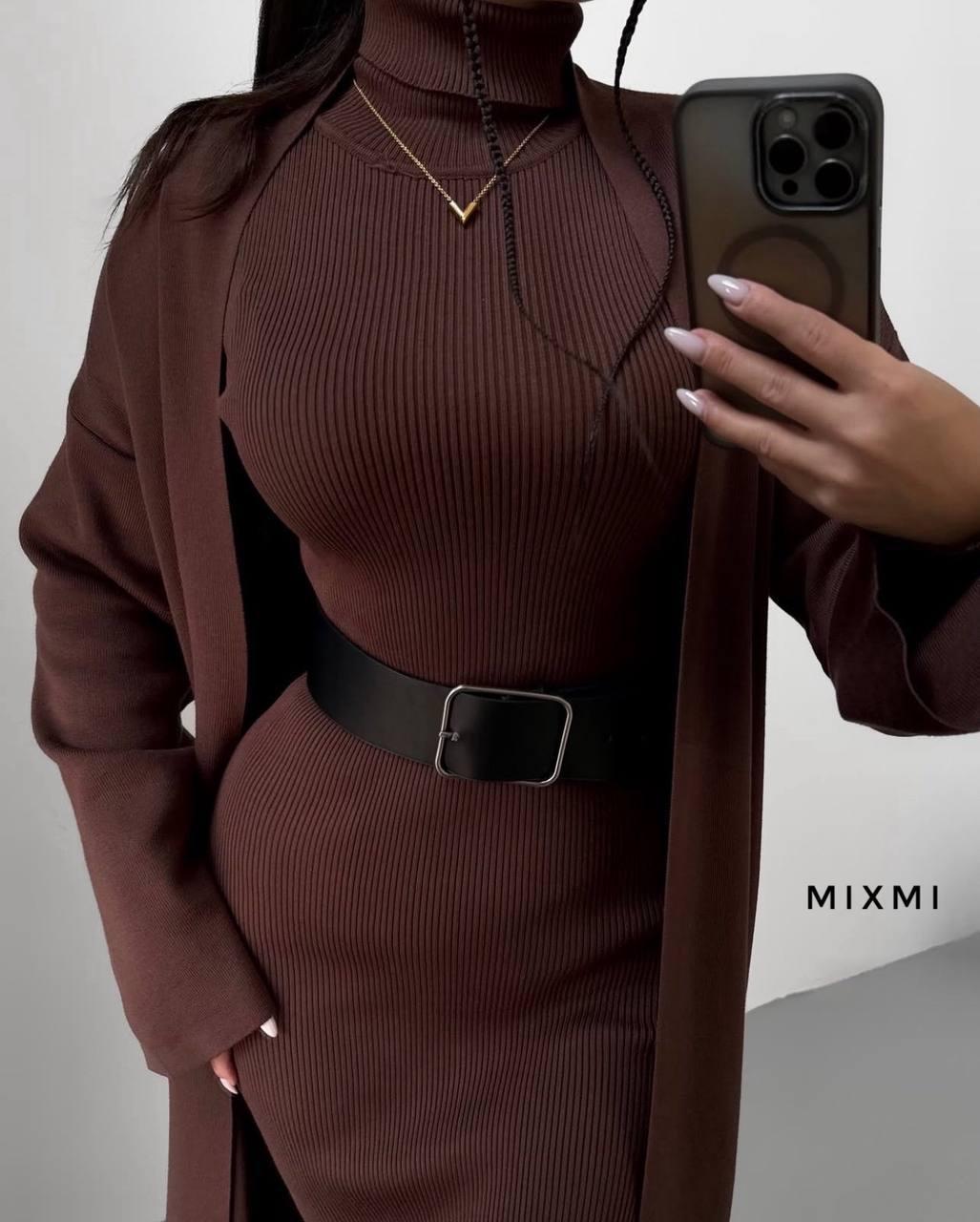 Комплект жіночий (кардиган + сукня) Модель: 863/864-7955 Колір: Бордо, чорний, сірий, графіт, фото 1