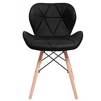 Стілець крісло зі спинкою Bonro B-531 чорний екошкіра на дерев’яних ніжках для кухні, дому, офісу, салону, перукарні, фото 5