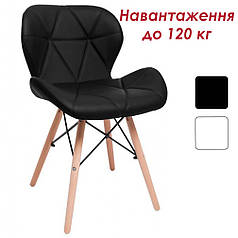 Стілець крісло зі спинкою Bonro B-531 чорний екошкіра на дерев’яних ніжках для кухні, дому, офісу, салону, перукарні