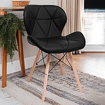 Стілець крісло зі спинкою Bonro B-531 чорний екошкіра на дерев’яних ніжках для кухні, дому, офісу, салону, перукарні, фото 2