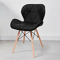 Стілець крісло зі спинкою Bonro B-531 чорний екошкіра на дерев’яних ніжках для кухні, дому, офісу, салону, перукарні, фото 3