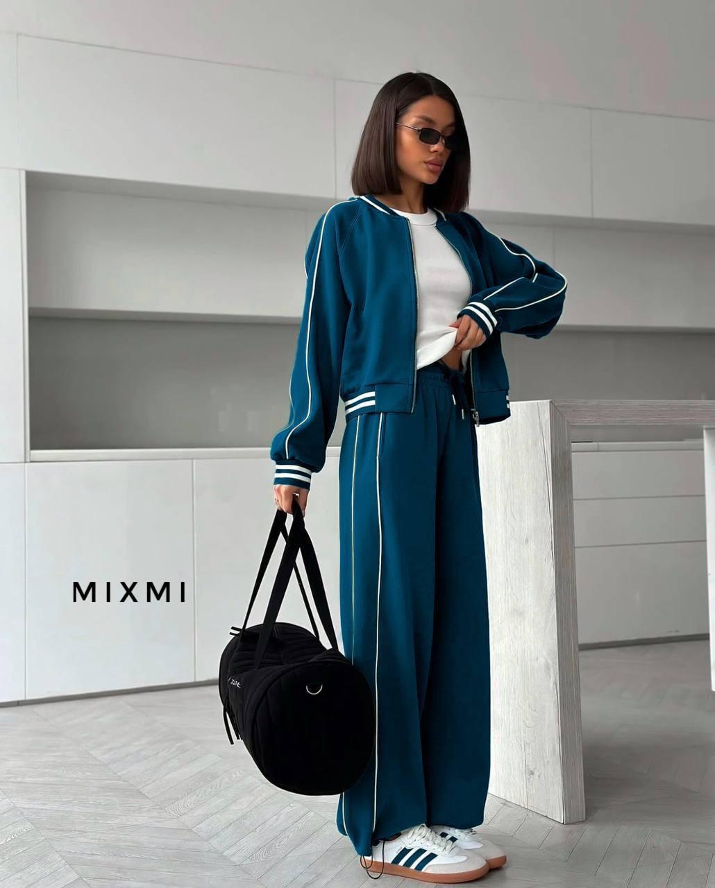 Костюм жіночий двійка з двунитки Модель: 863/864-7757 Колір: Морська хвиля, шоколад, чорний, фото 1