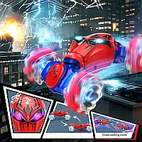 Дитяча трюкова машинка іграшка перевертень Людина-павук на пульті і браслеті для драйву Світло музика їзда по бездоріжжю