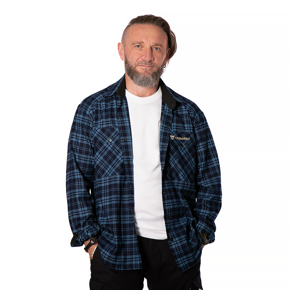 Сорочка «Буревій» (Темно-синій/Синій логотип Tan) — картата, фото 1