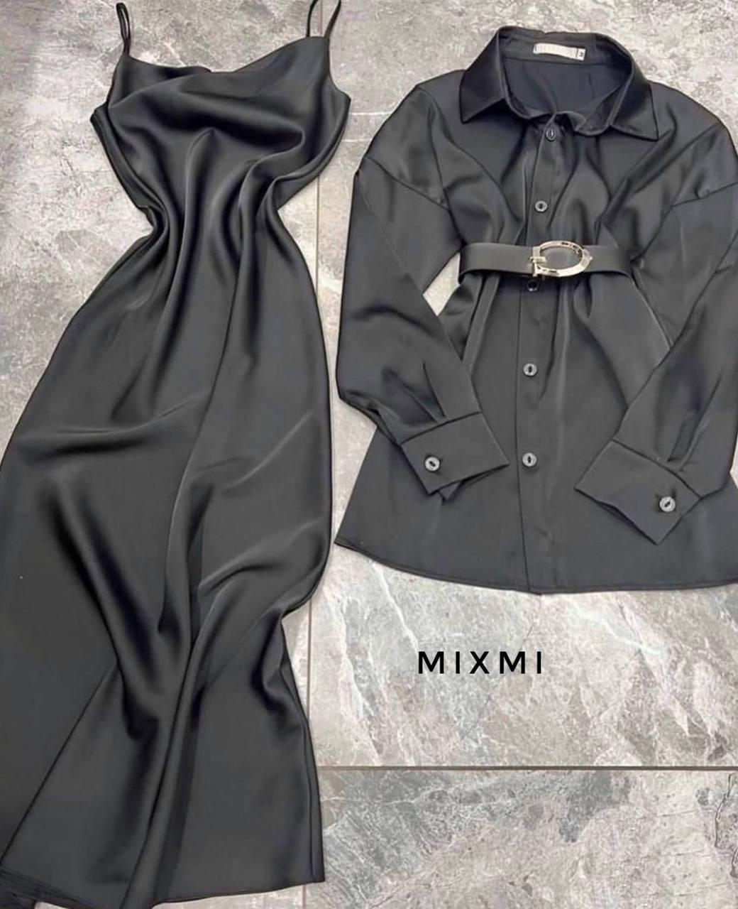 Костюм жіночий (сукня + сорочка + ремінь) Модель: 863/864-1033 Колір: Хакі, блакитний, чорний, електрик, ізумруд, беж, фото 1