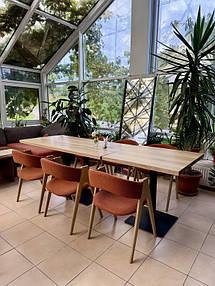 Квадратний стіл "Серія 1" з натурального дерева та металу
Прямокутний стіл для кафе "Серія 5" з натурального дерева Ясен від виробника
Новий мякий стілець "Джим" з натурального дерева