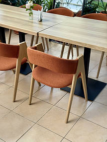 Прямокутний стіл для кафе "Серія 5" з натурального дерева Ясен від виробника
Новий мякий стілець "Джим" з натурального дерева
Квадратний стіл "Серія 1" з натурального дерева та металу