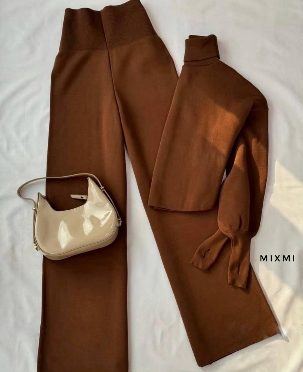 Костюм жіночий двійка з ангори люкс Модель: 863/864-7422 Колір: Кірпіч, беж, шоколад, чорний, фото 1