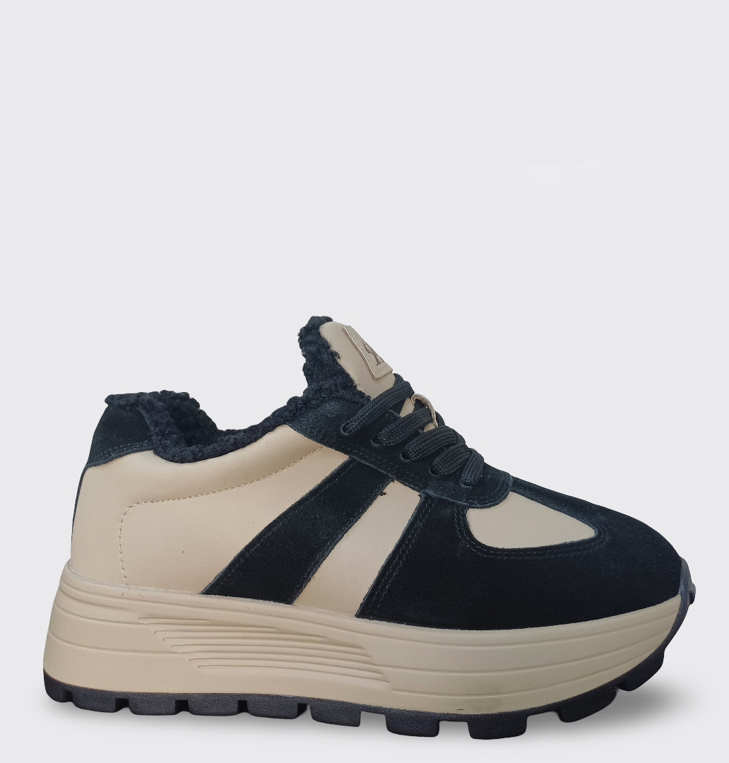 Кросівки жіночі зимові бежево-чорні (683-1), фото 1