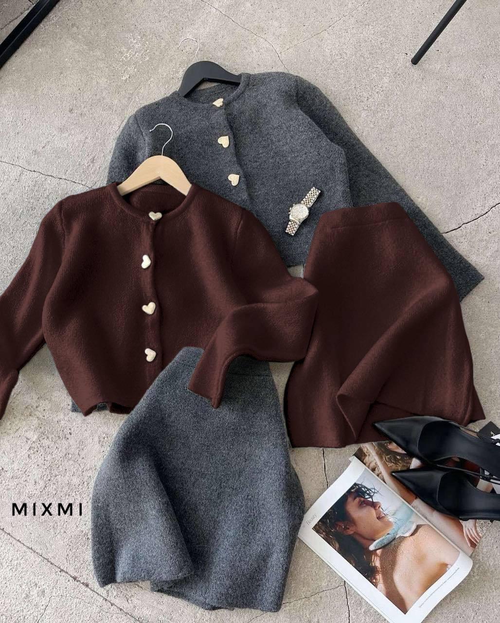 Костюм жіночий двійка з ангори LUX Модель: 863/864-7776 Колір: Шоколад, чорний, беж, білий, графіт, фото 1