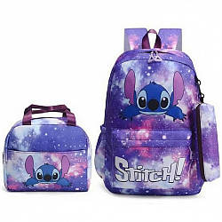 Рюкзак шкільний Стич 3в1 (пенал + сумка), 18 літрів / Дитячий рюкзак / Дитячий портфель