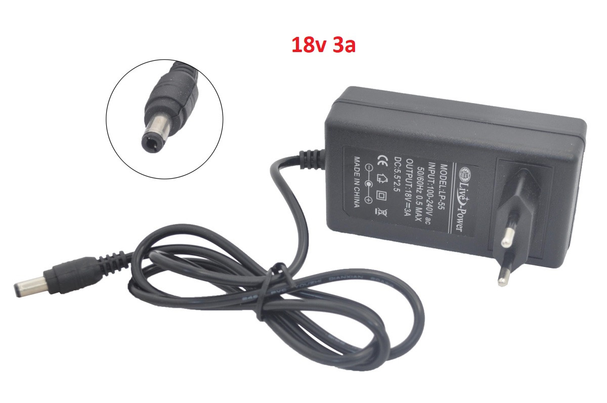 Блок живлення 18V 3A імпульсний, стабілізований (2.5×5.5 мм), фото 1