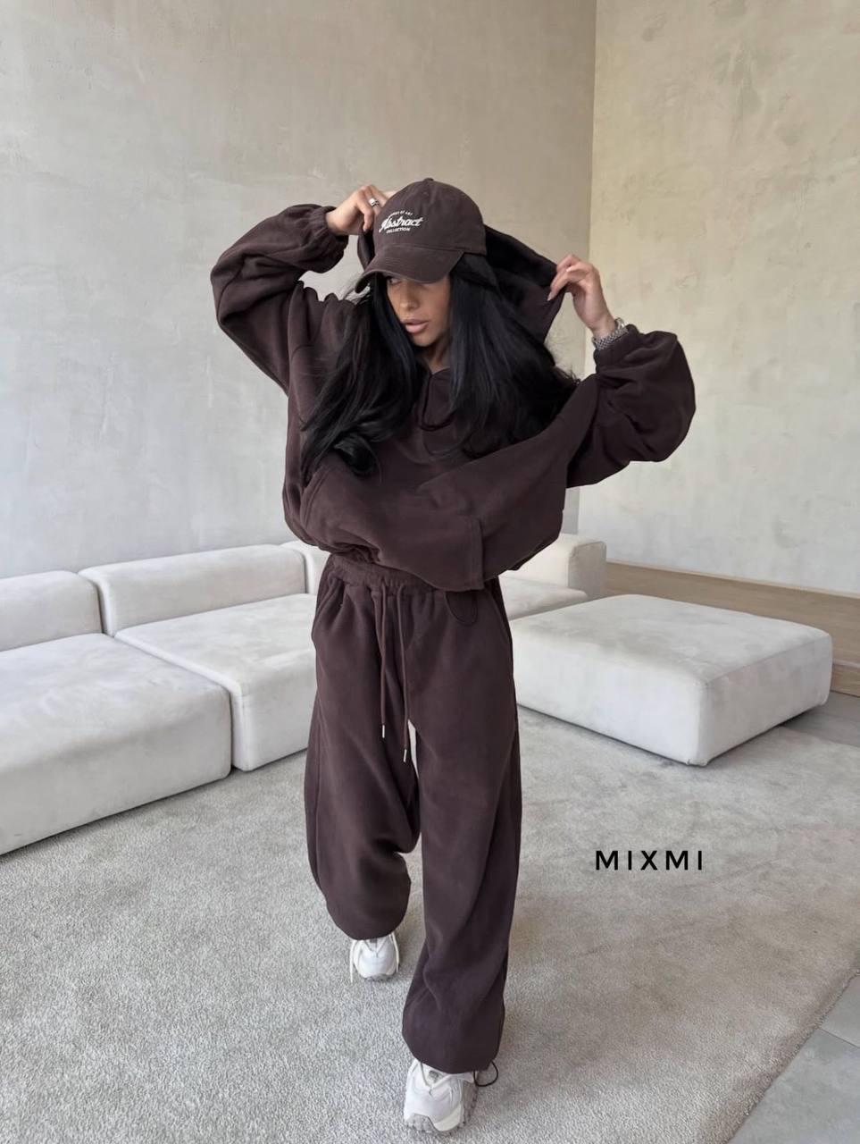 Костюм жіночий двійка з двостороннього флісу "Полар" Модель: 863/864-7551 Колір: Шоколад, графіт, чорний, фото 1