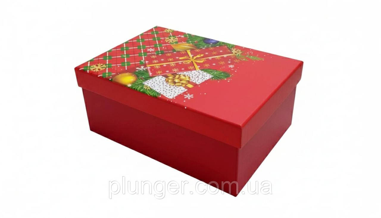 Коробка подарункова новорічна "Подарунки" 22,5*15,5*9,5 см, фото 1