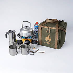 Acropolis ЧГП-5: Набір для пікніка на 4 персони з кавоваркою, чайником та плитою