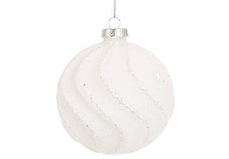 Новорічна іграшка на ялинку куля 10см крученої форми білий BonaDi 115-147