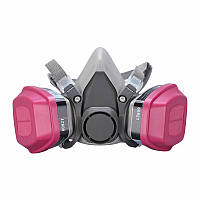 Захисна маска Hots Professional Chemical Grey&Pink для обличчя класу захисту FFP2 (KN95) (HP6200+60923)