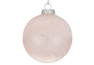 Новорічна іграшка 8см з гліттером рожево-бежевий BonaDi 118-147