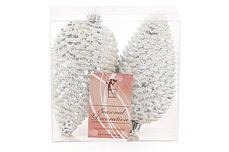 Новорічна іграшка на ялинку шишки 2шт 12см срібло BonaDi 147-125