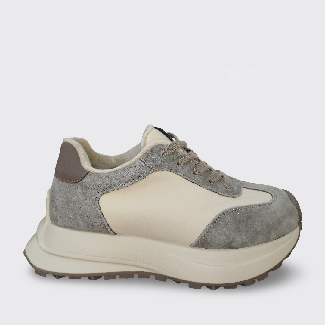 Кросівки жіночі зимові шкіряні сірі (36K01-8), фото 1