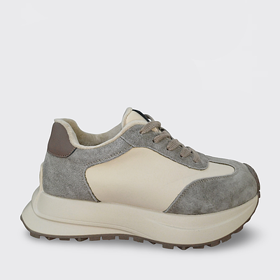 Кросівки жіночі зимові шкіряні сірі (36K01-8)