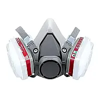 Захисна маска Hots Professional Chemical Grey для обличчя класу захисту FFP2 (KN95) в комплекті з 10 фільтрами (HP6200+10)