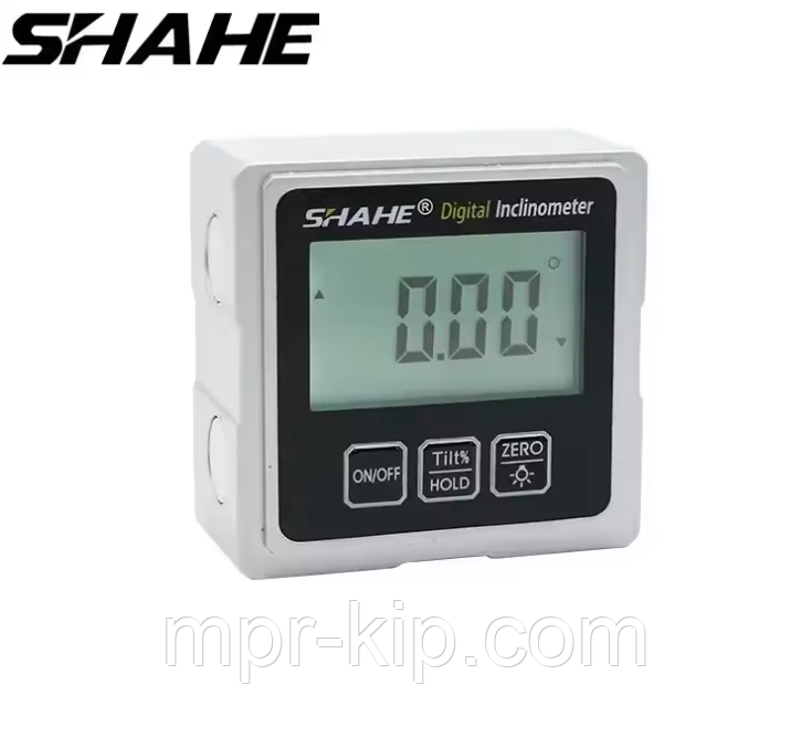 Кутомір електронний інклінометр Shahe 5339-90 на магнітній основі з 3 сторін, B-4*90°, похибка ±0,2°, металевий корпус, фото 1