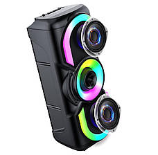 Портативна Bluetooth колонка E-4203 стереозвук караоке FM-радіо LED-підсвічування  AUX до 4 годин автономної роботи 16 Вт Чорний, фото 2