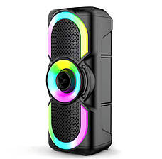 Портативна Bluetooth колонка E-4203 стереозвук караоке FM-радіо LED-підсвічування  AUX до 4 годин автономної роботи 16 Вт Чорний, фото 3