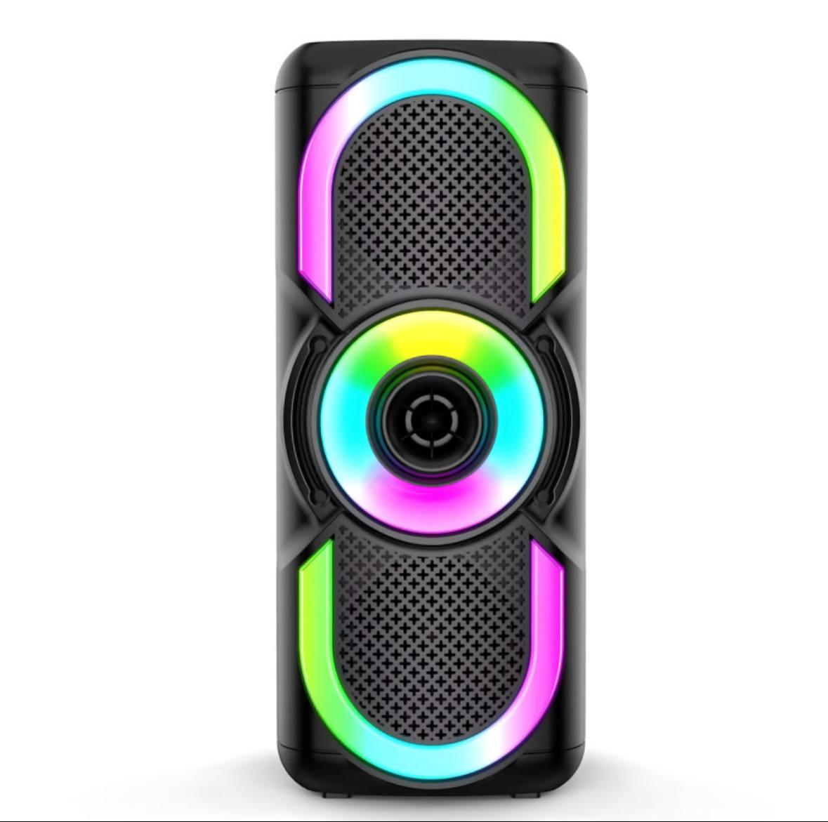 Портативна Bluetooth колонка E-4203 стереозвук караоке FM-радіо LED-підсвічування  AUX до 4 годин автономної роботи 16 Вт Чорний