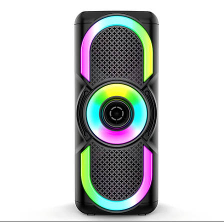 Портативна Bluetooth колонка E-4203 стереозвук караоке FM-радіо LED-підсвічування  AUX до 4 годин автономної роботи 16 Вт Чорний, фото 1