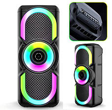 Портативна Bluetooth колонка E-4203 стереозвук караоке FM-радіо LED-підсвічування  AUX до 4 годин автономної роботи 16 Вт Чорний, фото 4