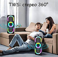 Портативна Bluetooth колонка E-4203 стереозвук караоке FM-радіо LED-підсвічування  AUX до 4 годин автономної роботи 16 Вт Чорний, фото 5