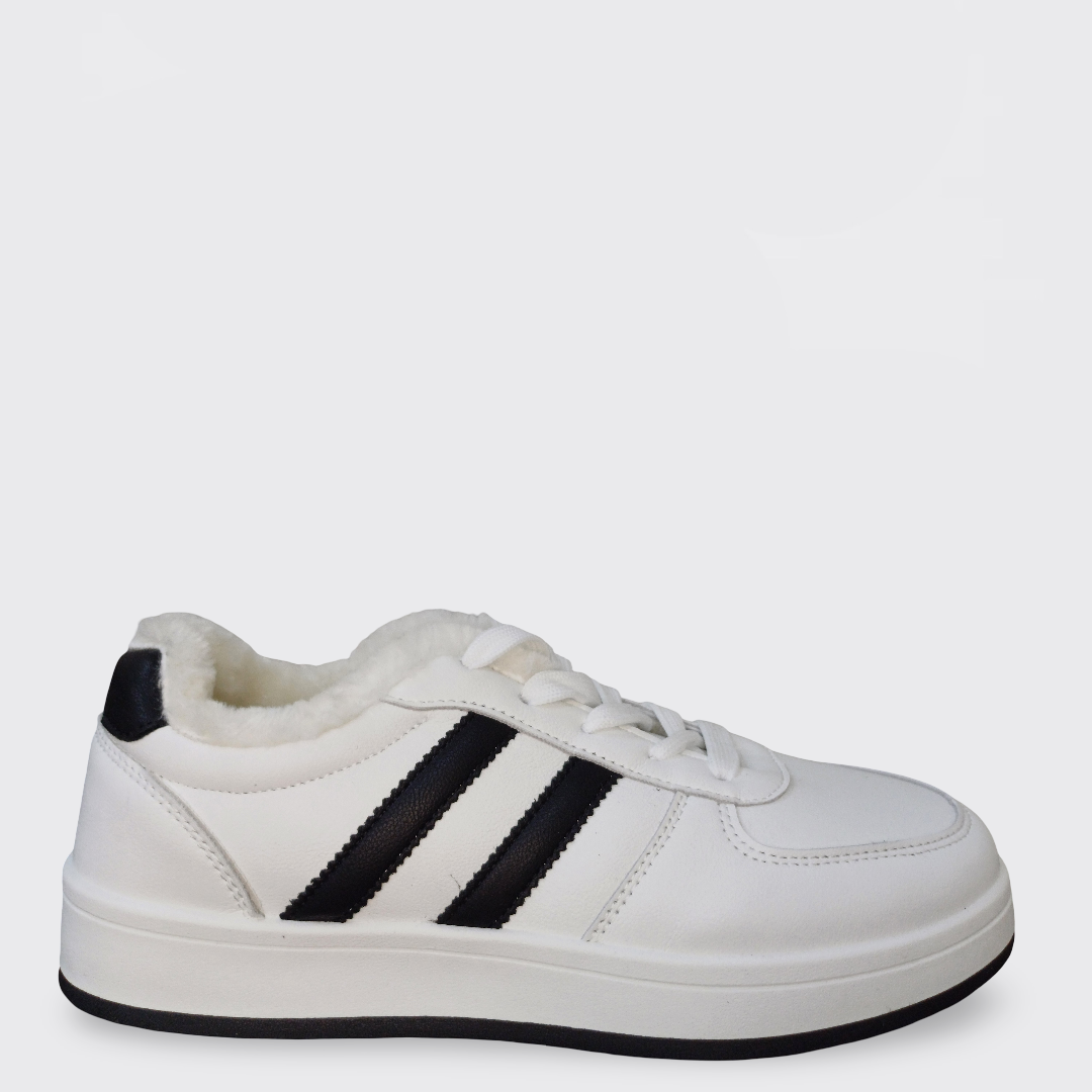 Кеди жіночі утеплені Stilli біло-чорні (JH130-3), фото 1